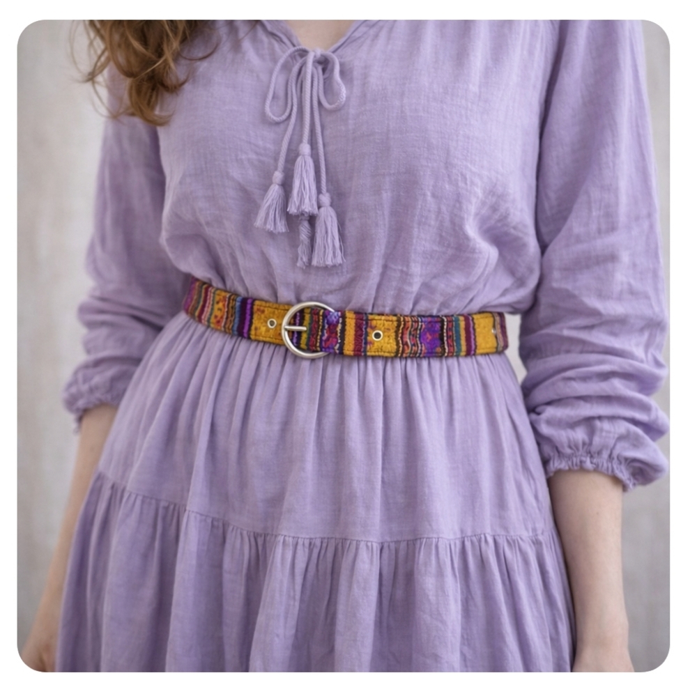Anthropologie Boho Woven Fabric Belt | Multicolor Ethnic | Women’s